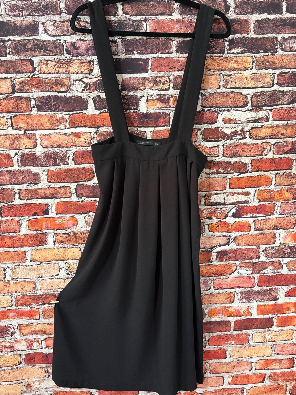 Zara Black Overalls Dress with Wide Straps Wednesday Addams Style Medium